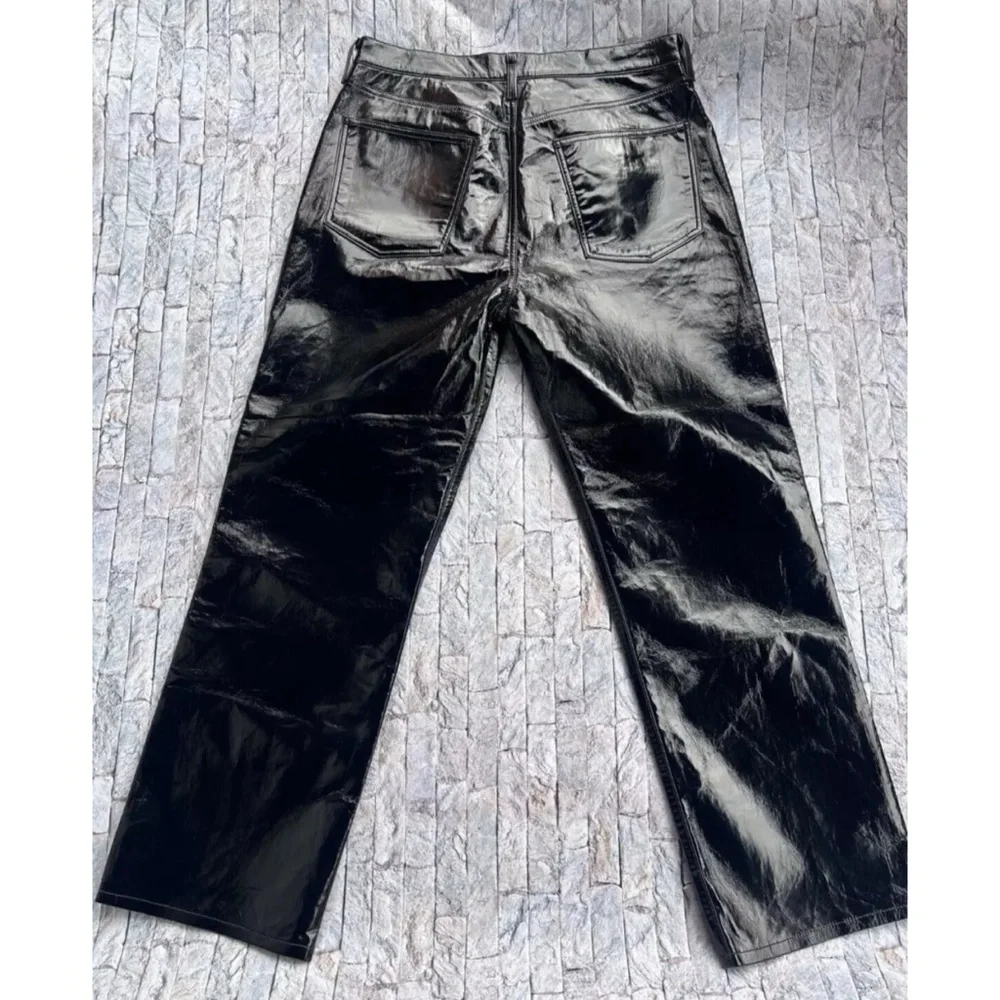 AGOLDE 90s Pinch Waist Recycled Leather Pants High Rise Detox Sz 34 - Picture 4 of 11